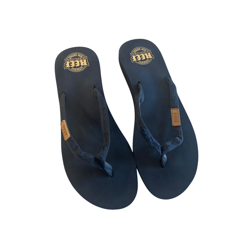Reef Ginger Navy Thin Strap Rubber Flip Flops Women's Surf Sandals Size 10